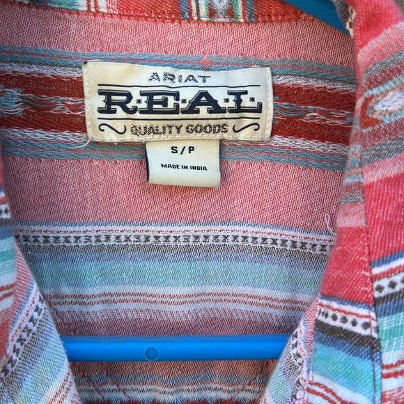 Ariat Red and Blue Button Down Shirt with Classic Collar - Picture 3 of 6